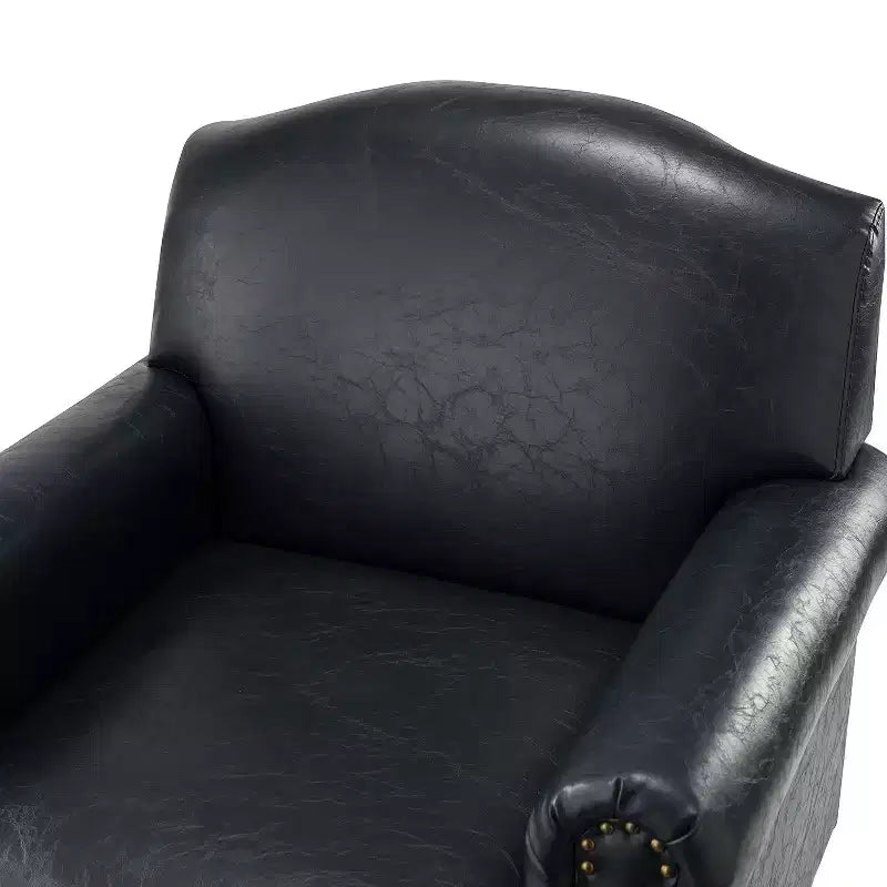 Lot de 2 fauteuils de salon transitionnels en cuir végétalien Gianluigi avec garniture cloutée pour chambre et salon | ART OF LIVING DESIGNS