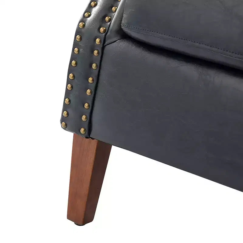Lot de 2 fauteuils de salon transitionnels en cuir végétalien Gianluigi avec garniture cloutée pour chambre et salon | ART OF LIVING DESIGNS