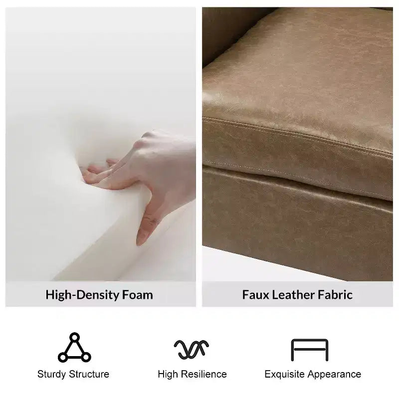 Lot de 2 fauteuils de salon transitionnels en cuir végétalien Gianluigi avec garniture cloutée pour chambre et salon | ART OF LIVING DESIGNS