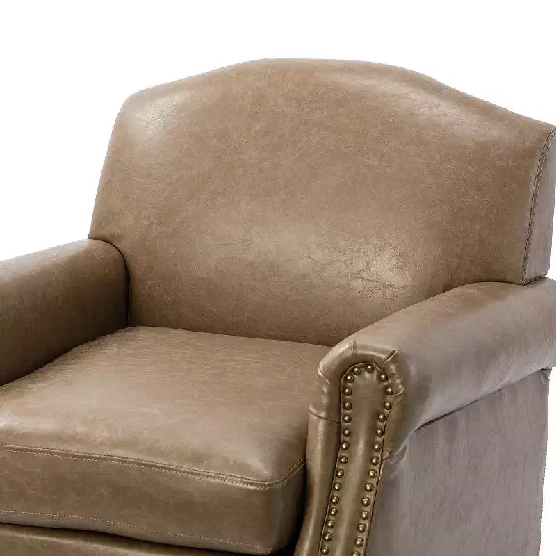 Lot de 2 fauteuils de salon transitionnels en cuir végétalien Gianluigi avec garniture cloutée pour chambre et salon | ART OF LIVING DESIGNS