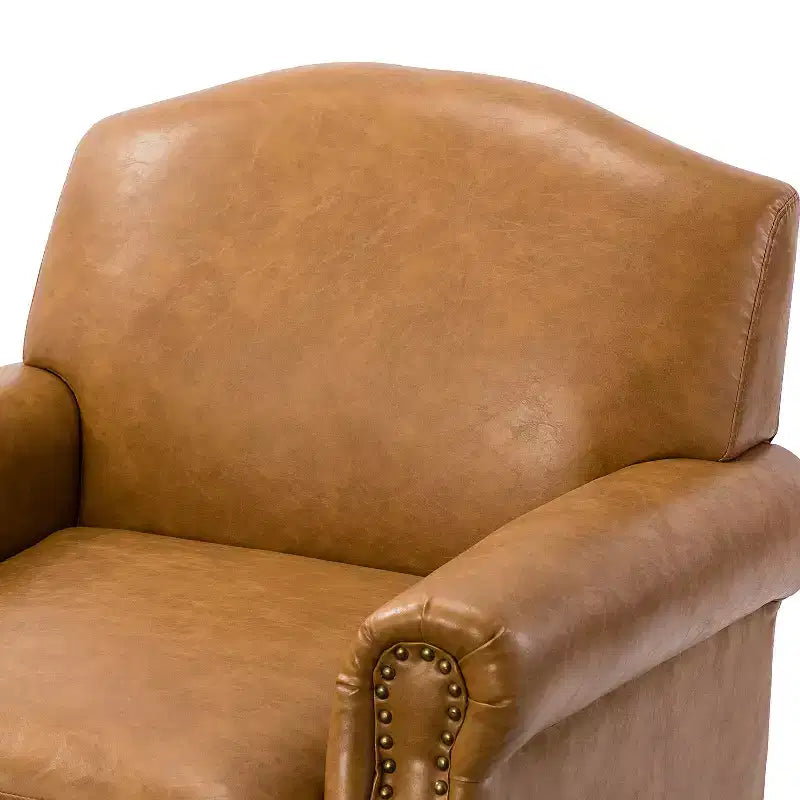 Lot de 2 fauteuils de salon transitionnels en cuir végétalien Gianluigi avec garniture cloutée pour chambre et salon | ART OF LIVING DESIGNS