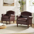 Lot de 2 fauteuils de salon transitionnels en cuir végétalien Gianluigi avec garniture cloutée pour chambre et salon | ART OF LIVING DESIGNS