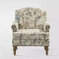 Yahweh Fauteuil transitoire en bois et tissu avec motif floral, accoudoirs à panneaux et dossier chameau | ART OF LIVING DESIGNS