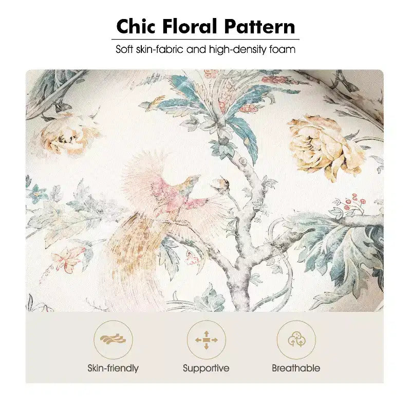 Vincent Wooden Upholstered Armchair with Fabric Pattern and Wingback Design for Bedroom| ART OF LIVING DESIGNS