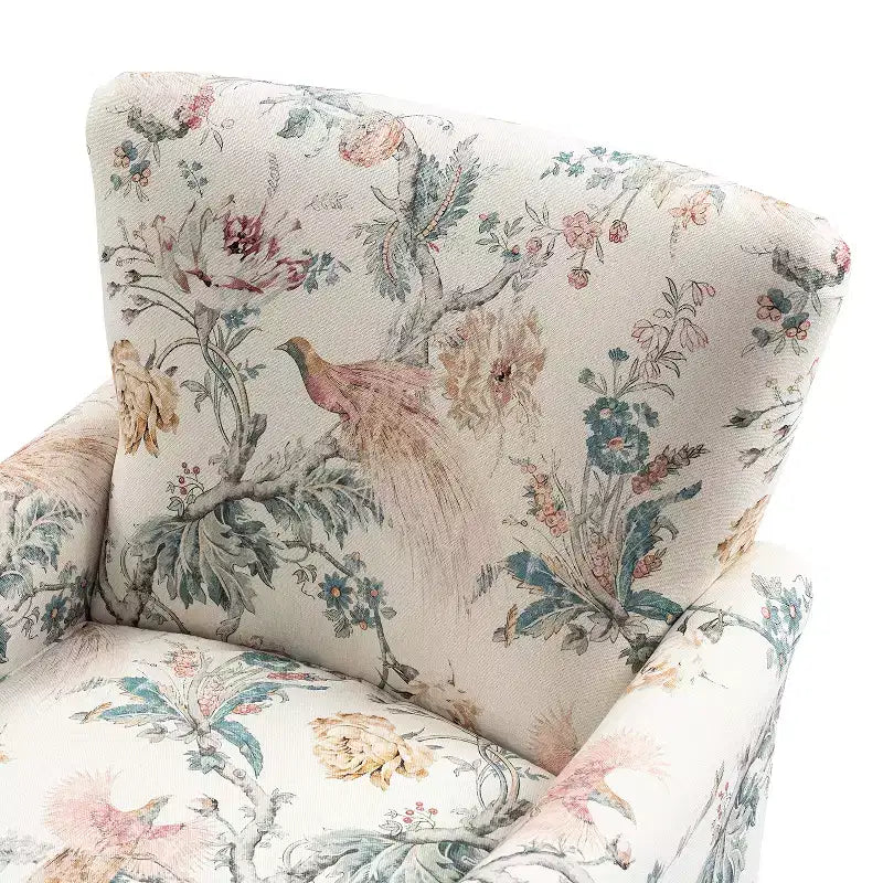 Vincent Wooden Upholstered Armchair with Fabric Pattern and Wingback Design for Bedroom| ART OF LIVING DESIGNS