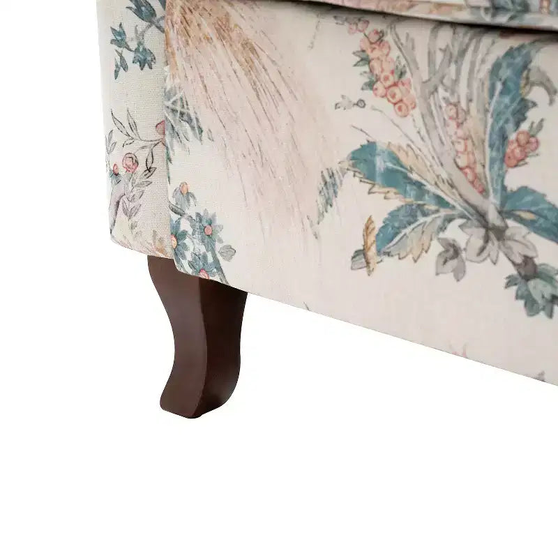 Vincent Wooden Upholstered Armchair with Fabric Pattern and Wingback Design for Bedroom| ART OF LIVING DESIGNS