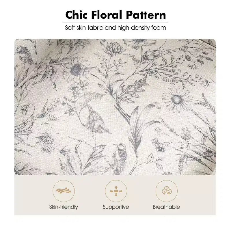 Vincent Wooden Upholstered Armchair with Fabric Pattern and Wingback Design for Bedroom| ART OF LIVING DESIGNS