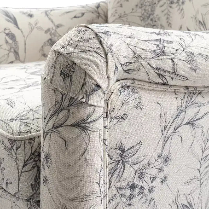 Vincent Wooden Upholstered Armchair with Fabric Pattern and Wingback Design for Bedroom| ART OF LIVING DESIGNS