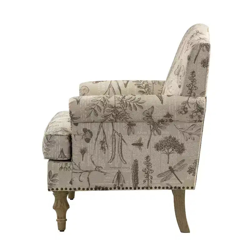 Lot de 2 fauteuils rembourrés transitionnels en bois Yahweh avec accoudoirs à panneaux et dossier chameau pour chambre à coucher | ART OF LIVING DESIGNS
