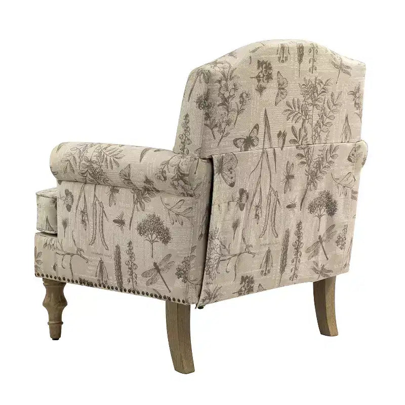 Lot de 2 fauteuils rembourrés transitionnels en bois Yahweh avec accoudoirs à panneaux et dossier chameau pour chambre à coucher | ART OF LIVING DESIGNS