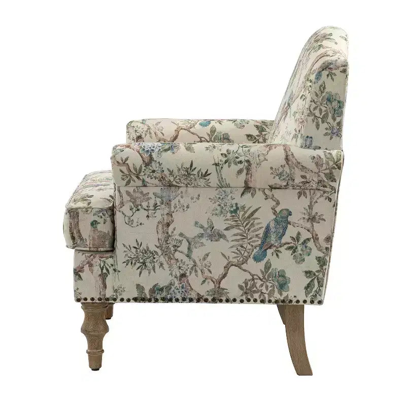 Lot de 2 fauteuils rembourrés transitionnels en bois Yahweh avec accoudoirs à panneaux et dossier chameau pour chambre à coucher | ART OF LIVING DESIGNS