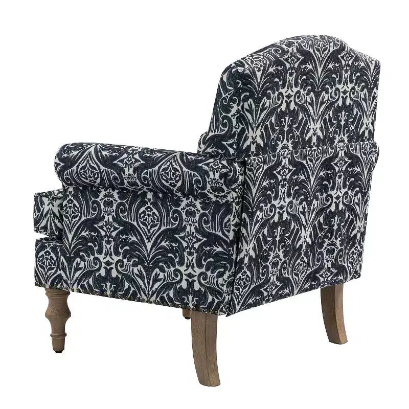 Lot de 2 fauteuils rembourrés transitionnels en bois Yahweh avec accoudoirs à panneaux et dossier chameau pour chambre à coucher | ART OF LIVING DESIGNS