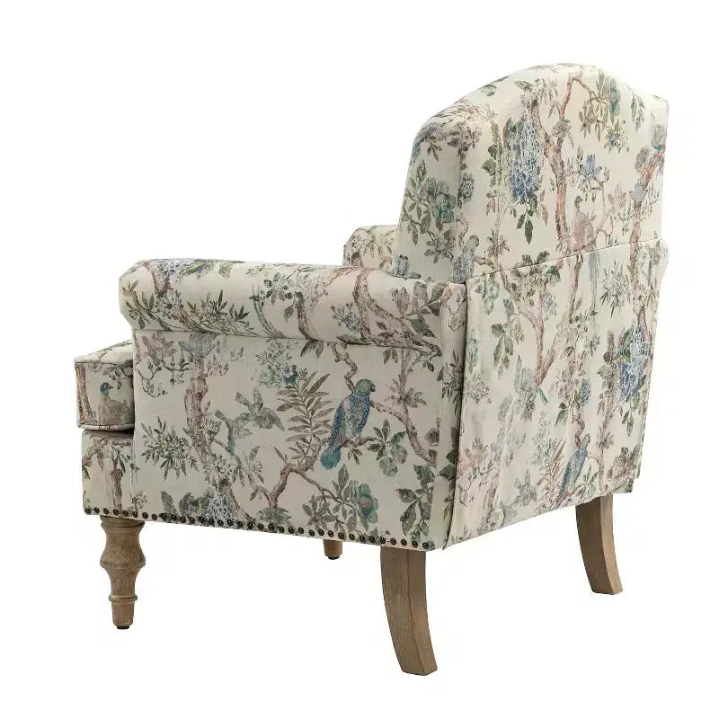 Lot de 2 fauteuils rembourrés transitionnels en bois Yahweh avec accoudoirs à panneaux et dossier chameau pour chambre à coucher | ART OF LIVING DESIGNS
