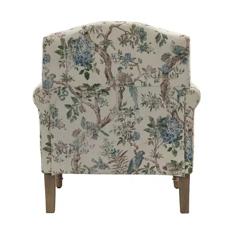 Lot de 2 fauteuils rembourrés transitionnels en bois Yahweh avec accoudoirs à panneaux et dossier chameau pour chambre à coucher | ART OF LIVING DESIGNS