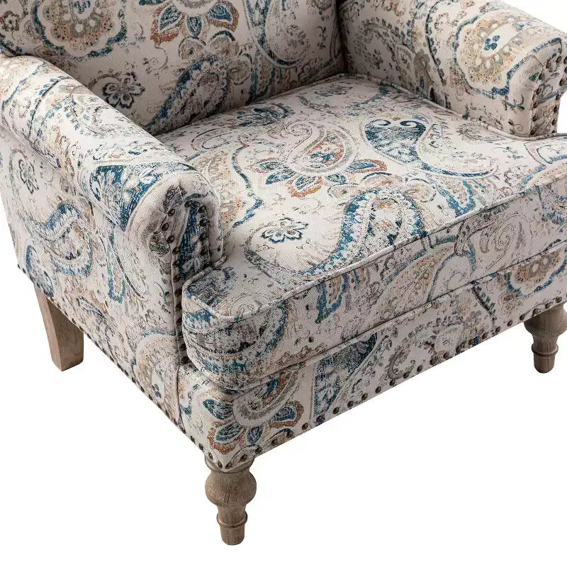 Lot de 2 fauteuils rembourrés transitionnels en bois Yahweh avec accoudoirs à panneaux et dossier chameau pour chambre à coucher | ART OF LIVING DESIGNS