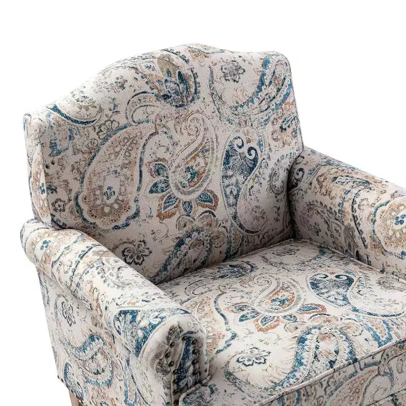 Lot de 2 fauteuils rembourrés transitionnels en bois Yahweh avec accoudoirs à panneaux et dossier chameau pour chambre à coucher | ART OF LIVING DESIGNS