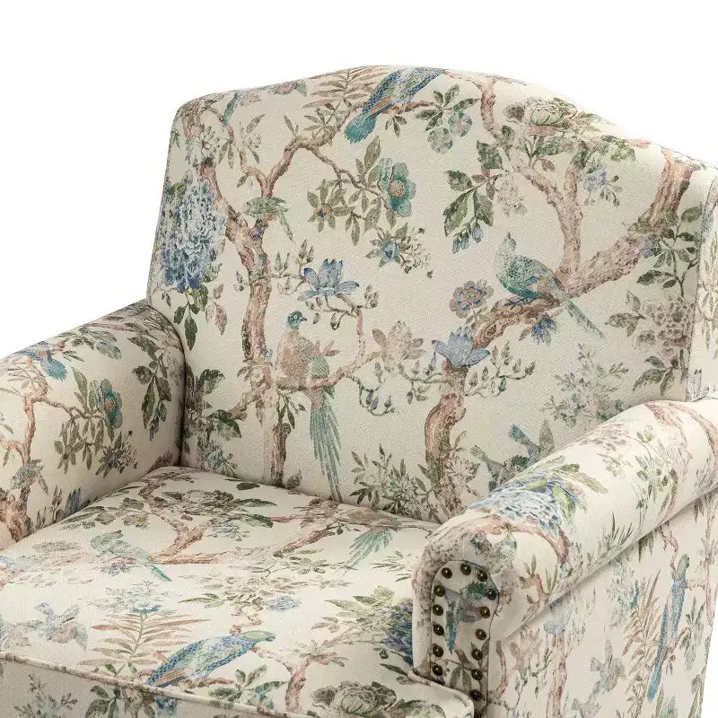 Lot de 2 fauteuils rembourrés transitionnels en bois Yahweh avec accoudoirs à panneaux et dossier chameau pour chambre à coucher | ART OF LIVING DESIGNS