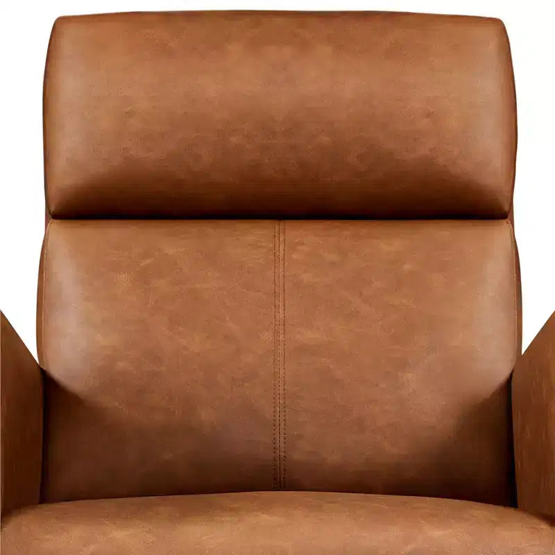 Yaheetech Faux Leather Upholstered Rocking Chair with Rubberwood Legs Brown