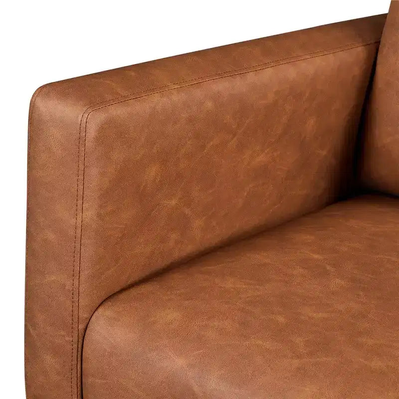 Yaheetech Faux Leather Upholstered Rocking Chair with Rubberwood Legs Brown
