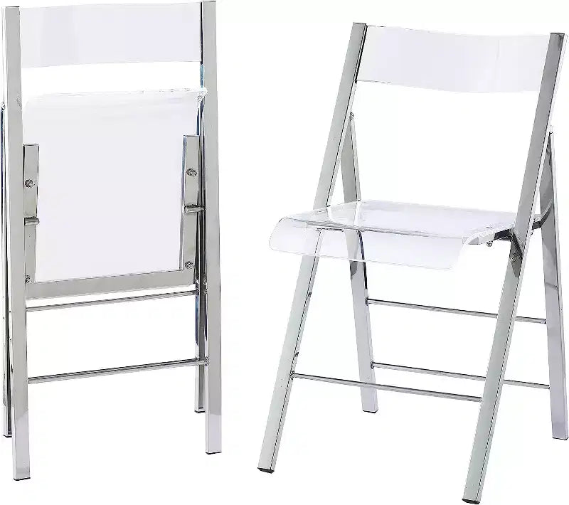 InterSpaceLiving Kasper Flex Luxury Modern Folding Chair Acrylic Lucite 2 Pk
