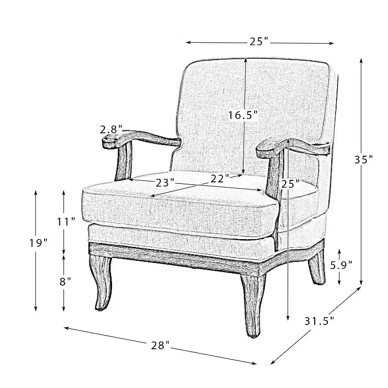Fauteuil Rinaldo à Rayures de Style Ferme avec Accoudoirs en Bois Massif pour Salon, Salle de Séjour, Chambre | ART OF LIVING DESIGNS