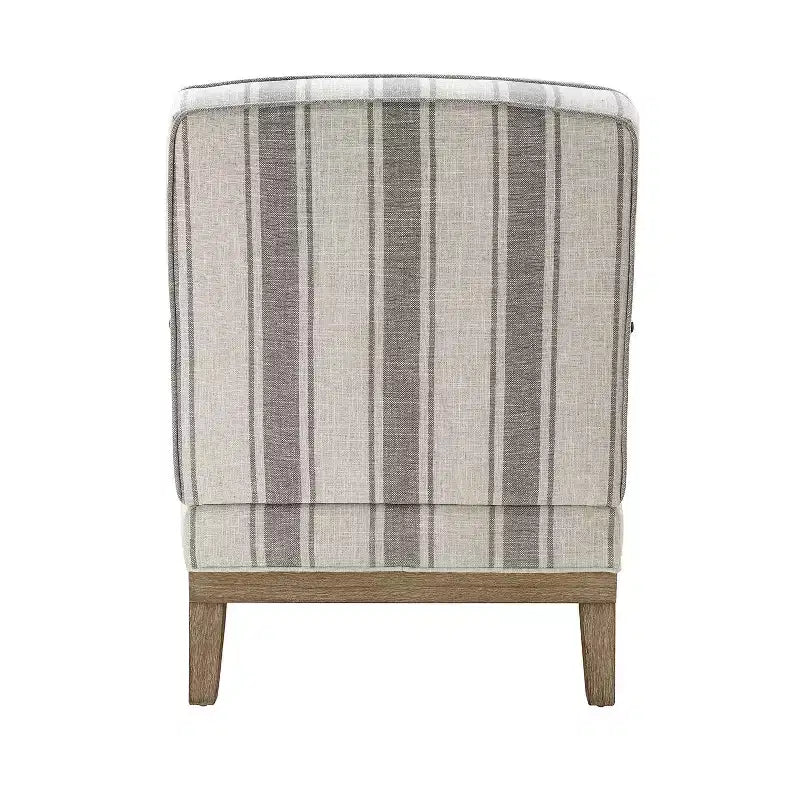Fauteuil Rinaldo à Rayures de Style Ferme avec Accoudoirs en Bois Massif pour Salon, Salle de Séjour, Chambre | ART OF LIVING DESIGNS