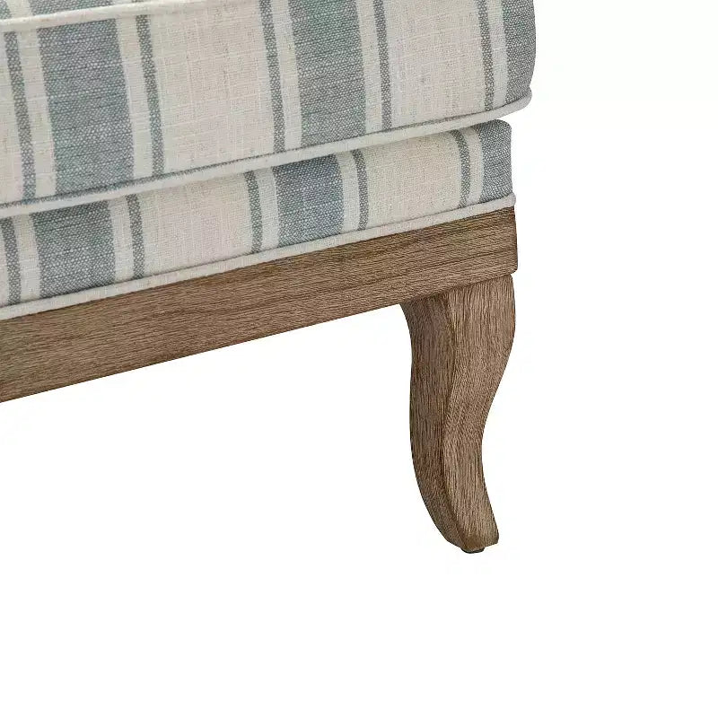 Fauteuil Rinaldo à Rayures de Style Ferme avec Accoudoirs en Bois Massif pour Salon, Salle de Séjour, Chambre | ART OF LIVING DESIGNS