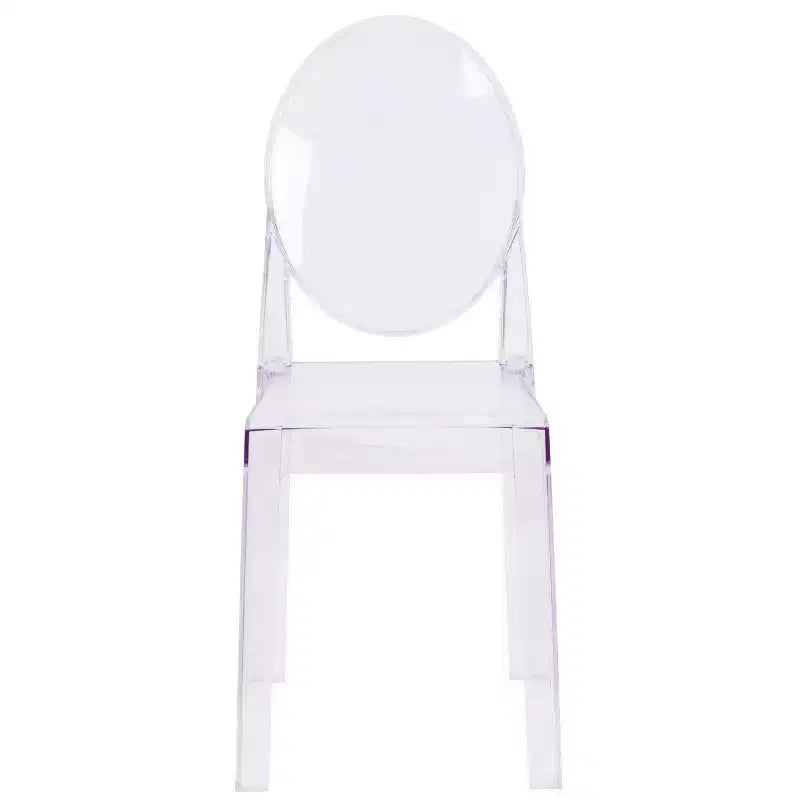 Emma and Oliver 4 Pack Ghost Chair with Oval Back in Transparent Crystal - Wedding Chairs
