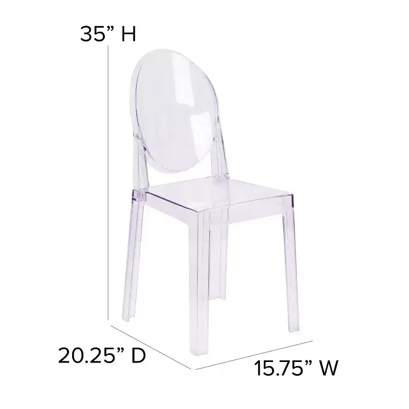 Emma and Oliver 4 Pack Ghost Chair with Oval Back in Transparent Crystal - Wedding Chairs