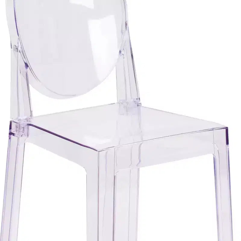 Emma and Oliver 4 Pack Ghost Chair with Oval Back in Transparent Crystal - Wedding Chairs