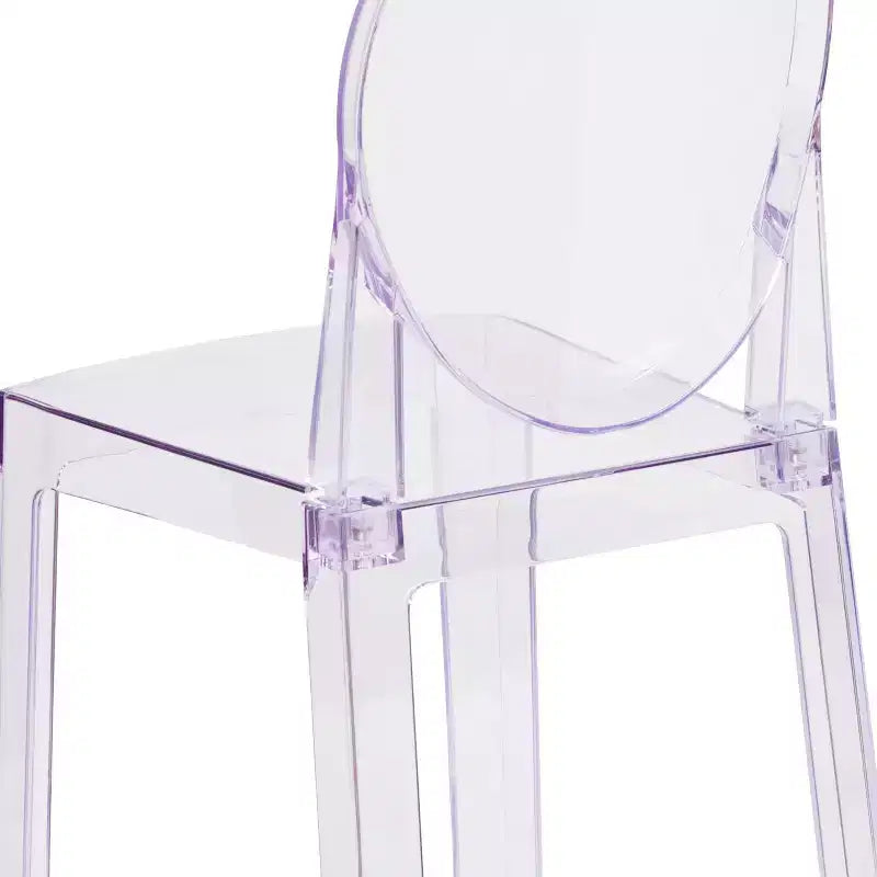 Emma and Oliver 4 Pack Ghost Chair with Oval Back in Transparent Crystal - Wedding Chairs