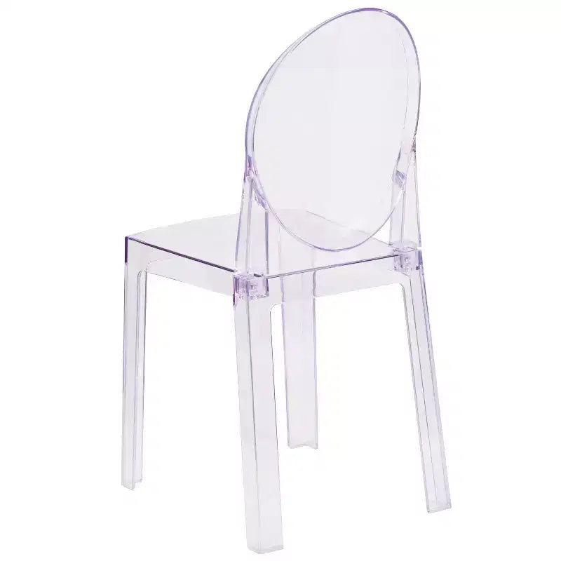 Emma and Oliver 4 Pack Ghost Chair with Oval Back in Transparent Crystal - Wedding Chairs