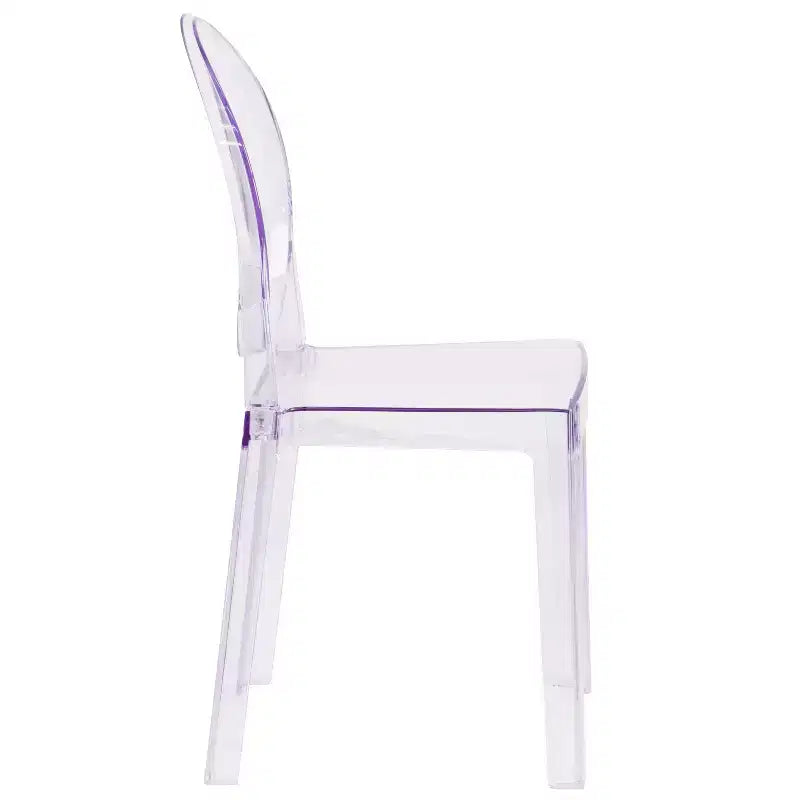 Emma and Oliver 4 Pack Ghost Chair with Oval Back in Transparent Crystal - Wedding Chairs
