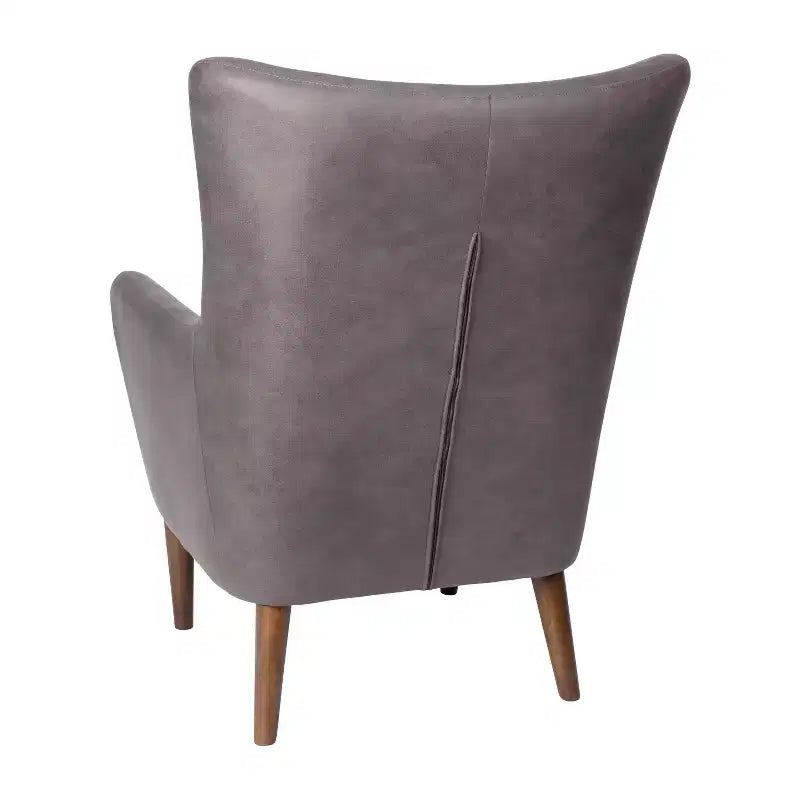 Merrick Lane Traditional Wingback Accent Chair, Faux Leather Upholstery and Wooden Frame and Legs