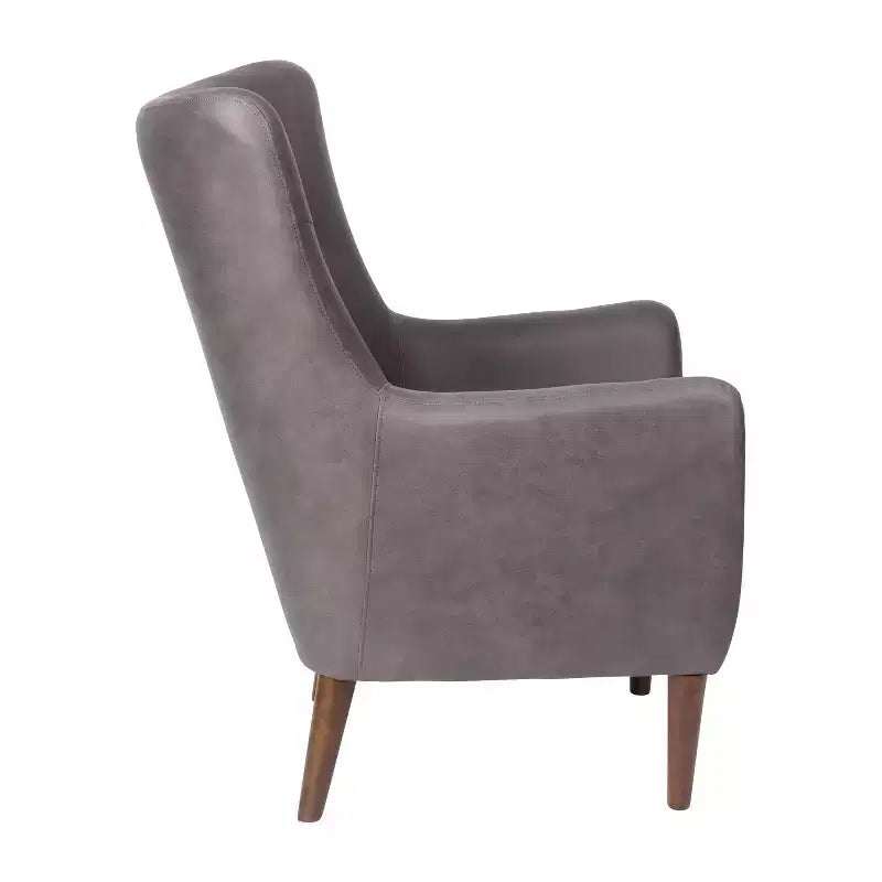 Merrick Lane Traditional Wingback Accent Chair, Faux Leather Upholstery and Wooden Frame and Legs