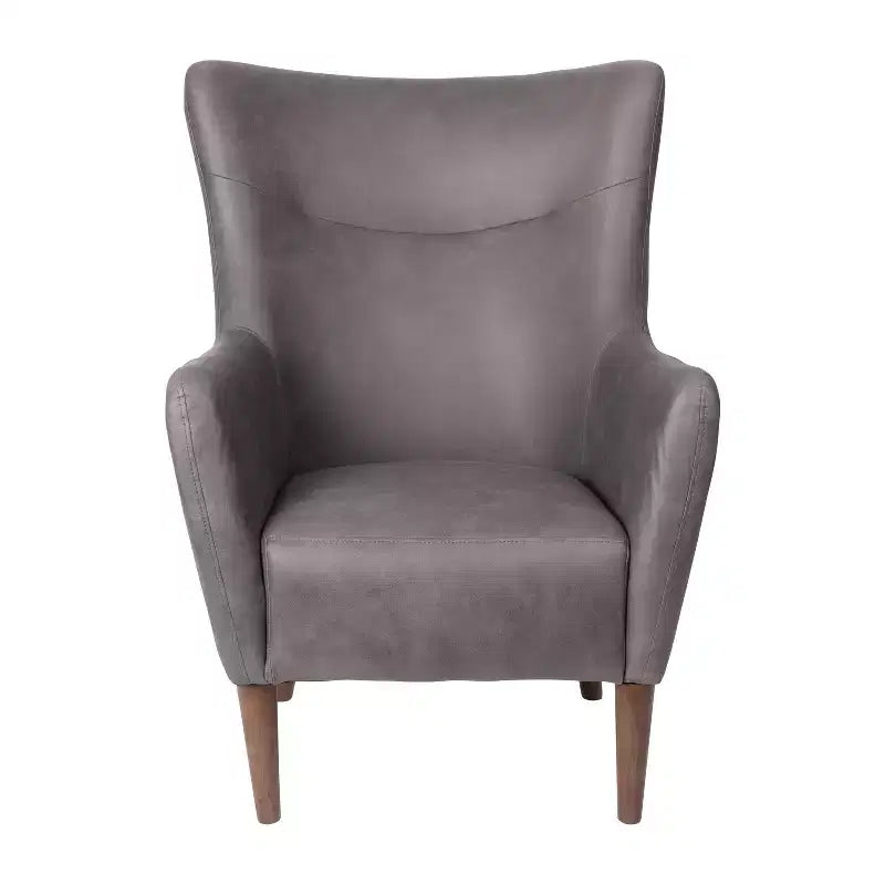 Merrick Lane Traditional Wingback Accent Chair, Faux Leather Upholstery and Wooden Frame and Legs