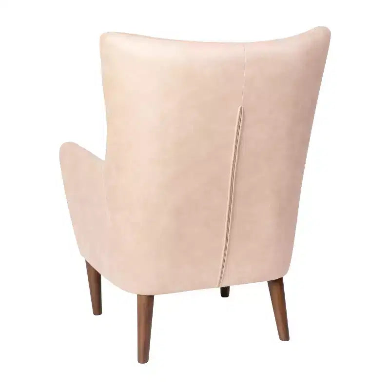 Merrick Lane Traditional Wingback Accent Chair, Faux Leather Upholstery and Wooden Frame and Legs