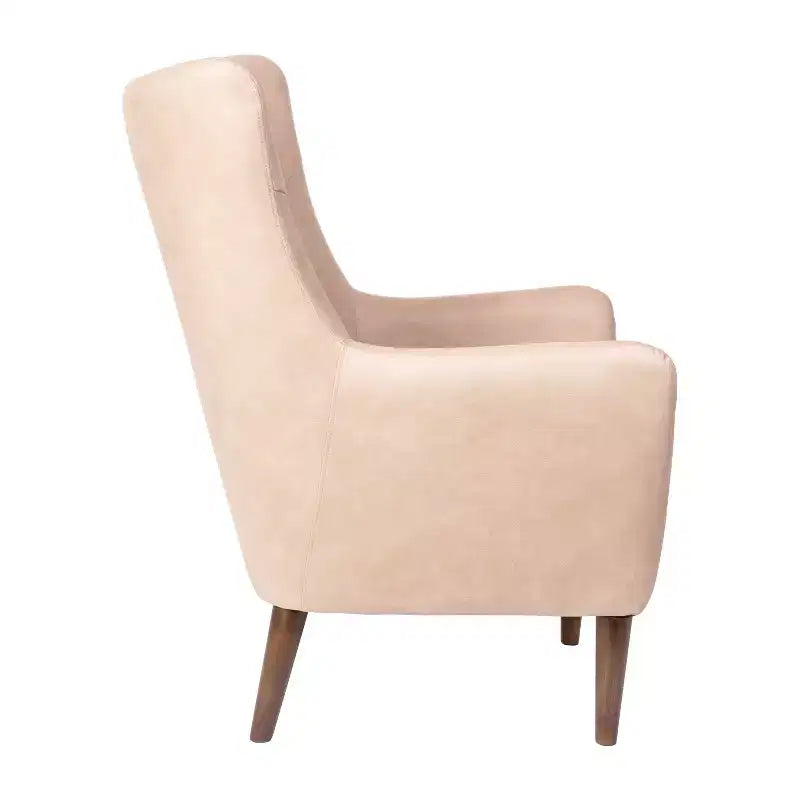 Merrick Lane Traditional Wingback Accent Chair, Faux Leather Upholstery and Wooden Frame and Legs