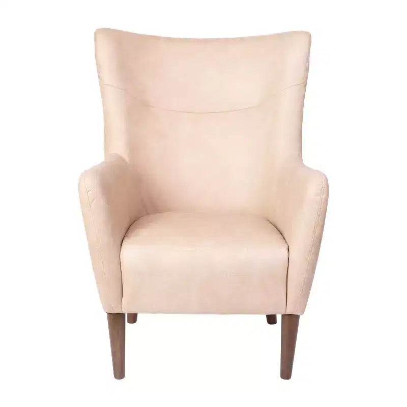 Merrick Lane Traditional Wingback Accent Chair, Faux Leather Upholstery and Wooden Frame and Legs