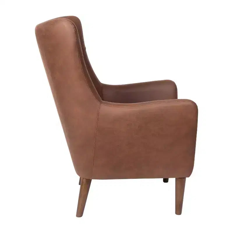 Merrick Lane Traditional Wingback Accent Chair, Faux Leather Upholstery and Wooden Frame and Legs