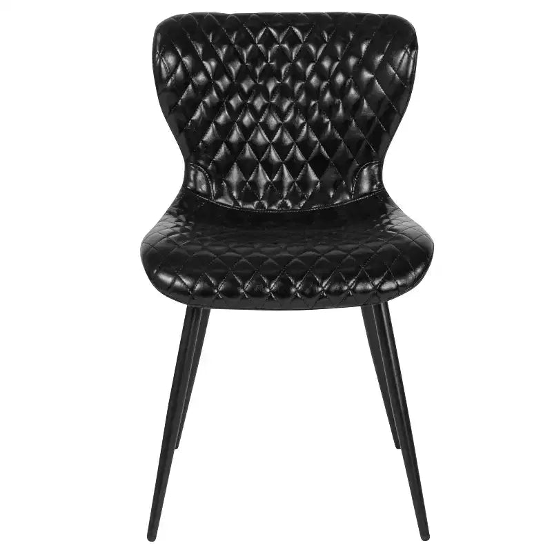 Emma et Oliver - Lot de 4 chaises contemporaines rembourrées en vinyle noir