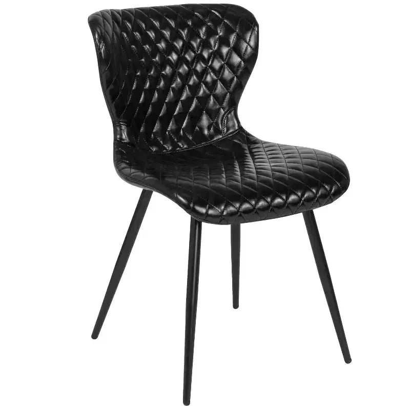 Emma et Oliver - Lot de 4 chaises contemporaines rembourrées en vinyle noir