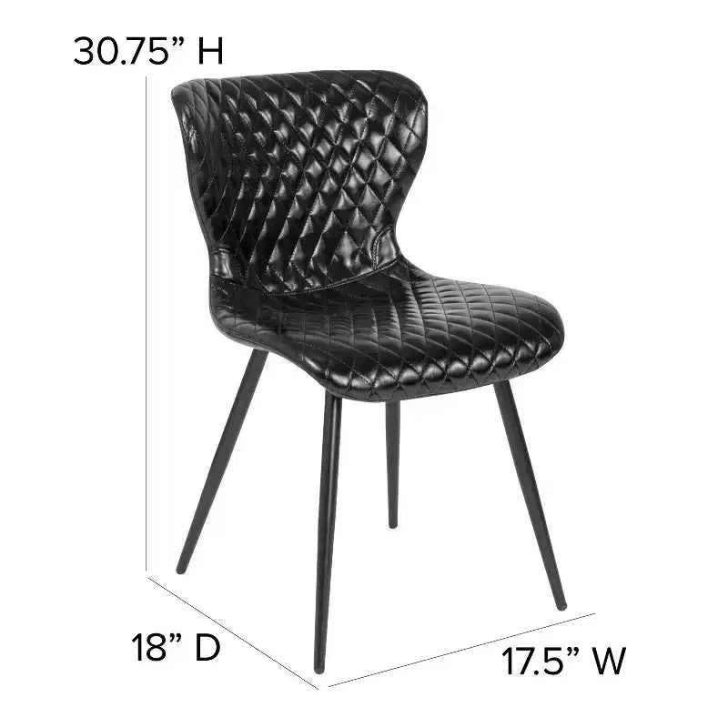 Emma et Oliver - Lot de 4 chaises contemporaines rembourrées en vinyle noir