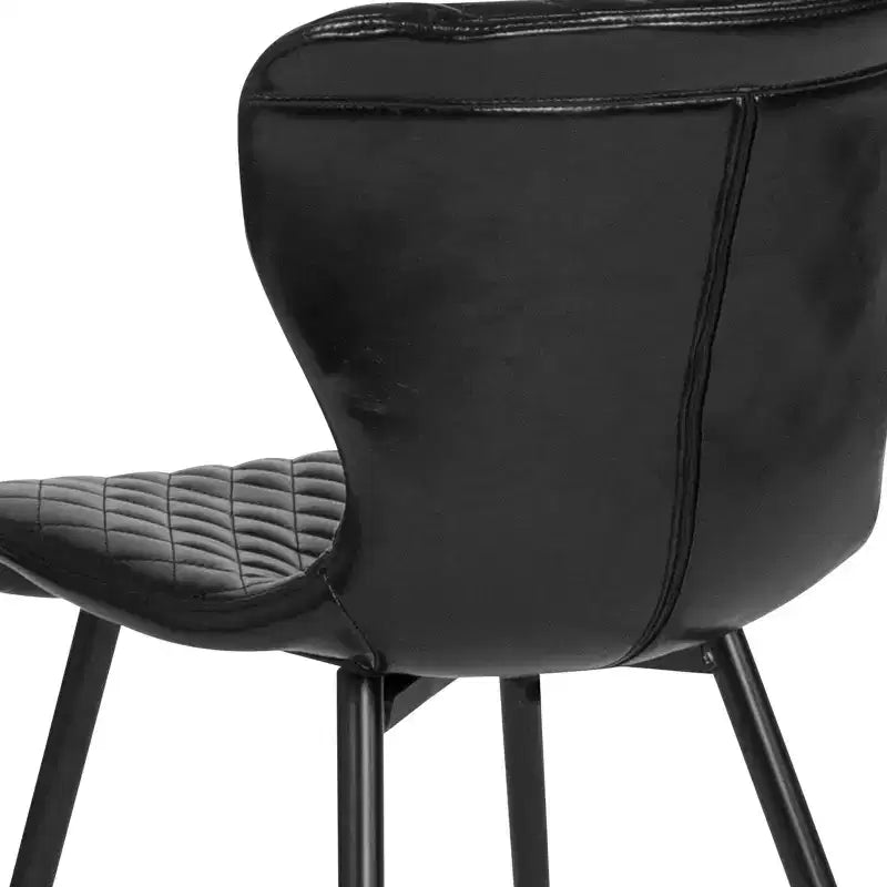 Emma et Oliver - Lot de 4 chaises contemporaines rembourrées en vinyle noir