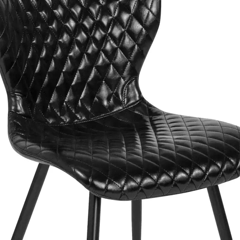 Emma et Oliver - Lot de 4 chaises contemporaines rembourrées en vinyle noir