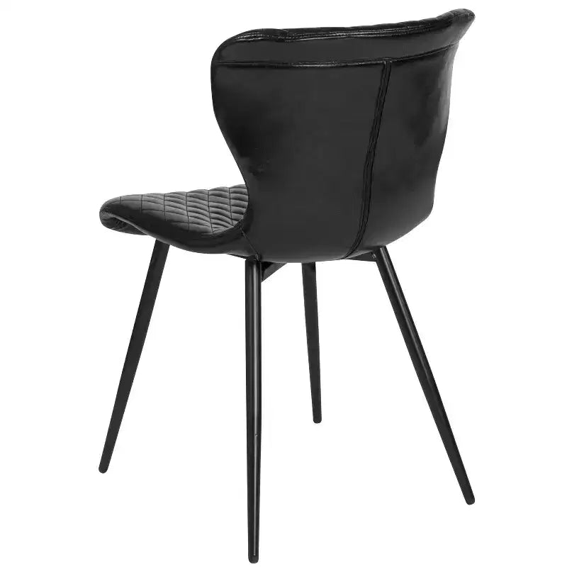 Emma et Oliver - Lot de 4 chaises contemporaines rembourrées en vinyle noir