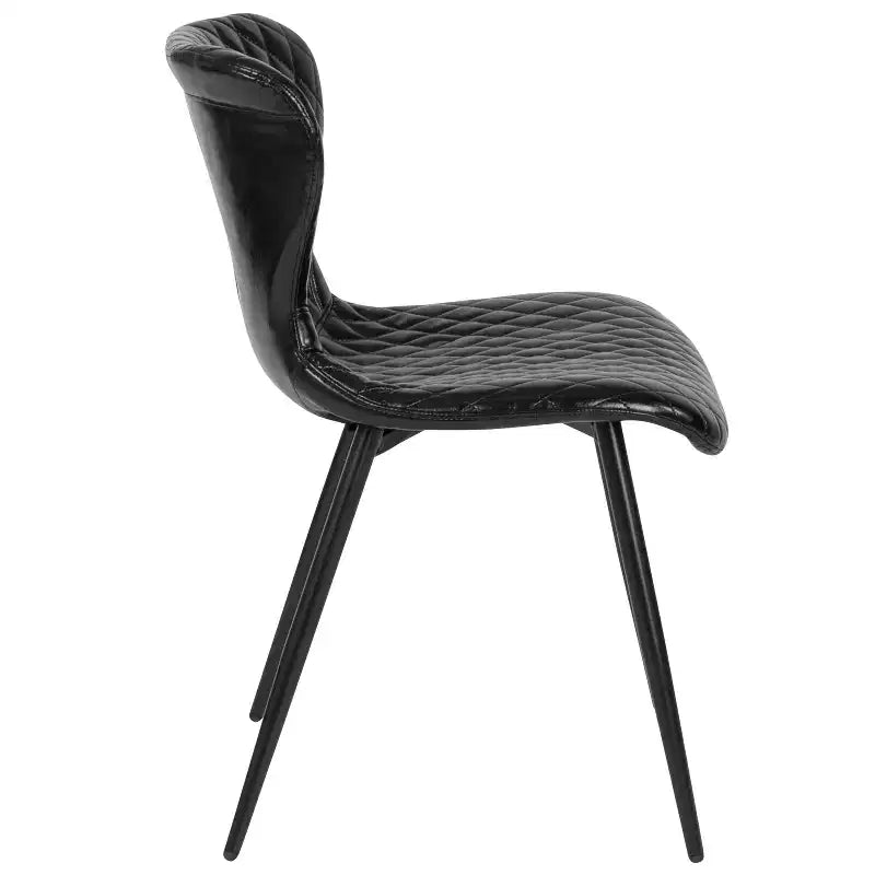 Emma et Oliver - Lot de 4 chaises contemporaines rembourrées en vinyle noir