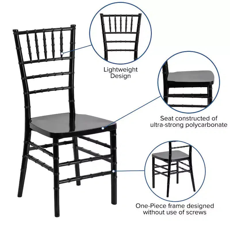 Emma and Oliver 2 Pack PREMIUM Resin Stacking Chiavari Chair