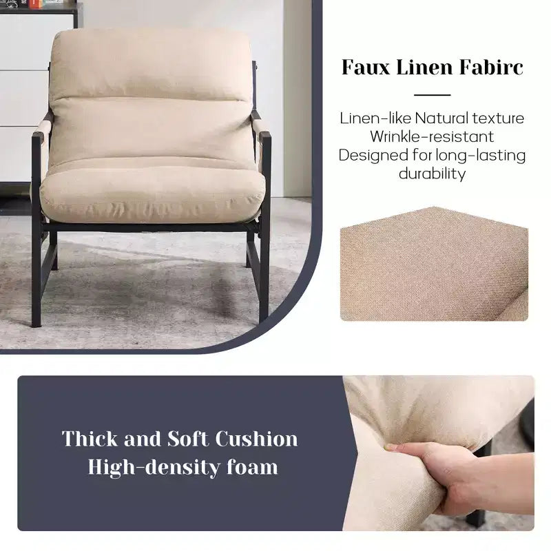 Fauteuil d'appoint FERPIT avec assise en tissu et structure métallique, style moderne