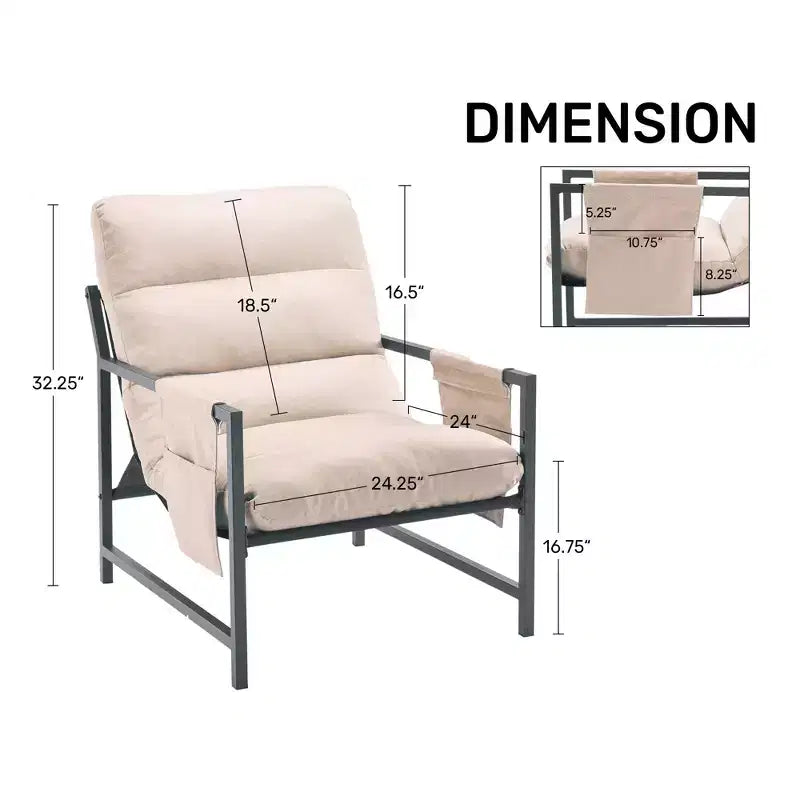 Fauteuil d'appoint FERPIT avec assise en tissu et structure métallique, style moderne